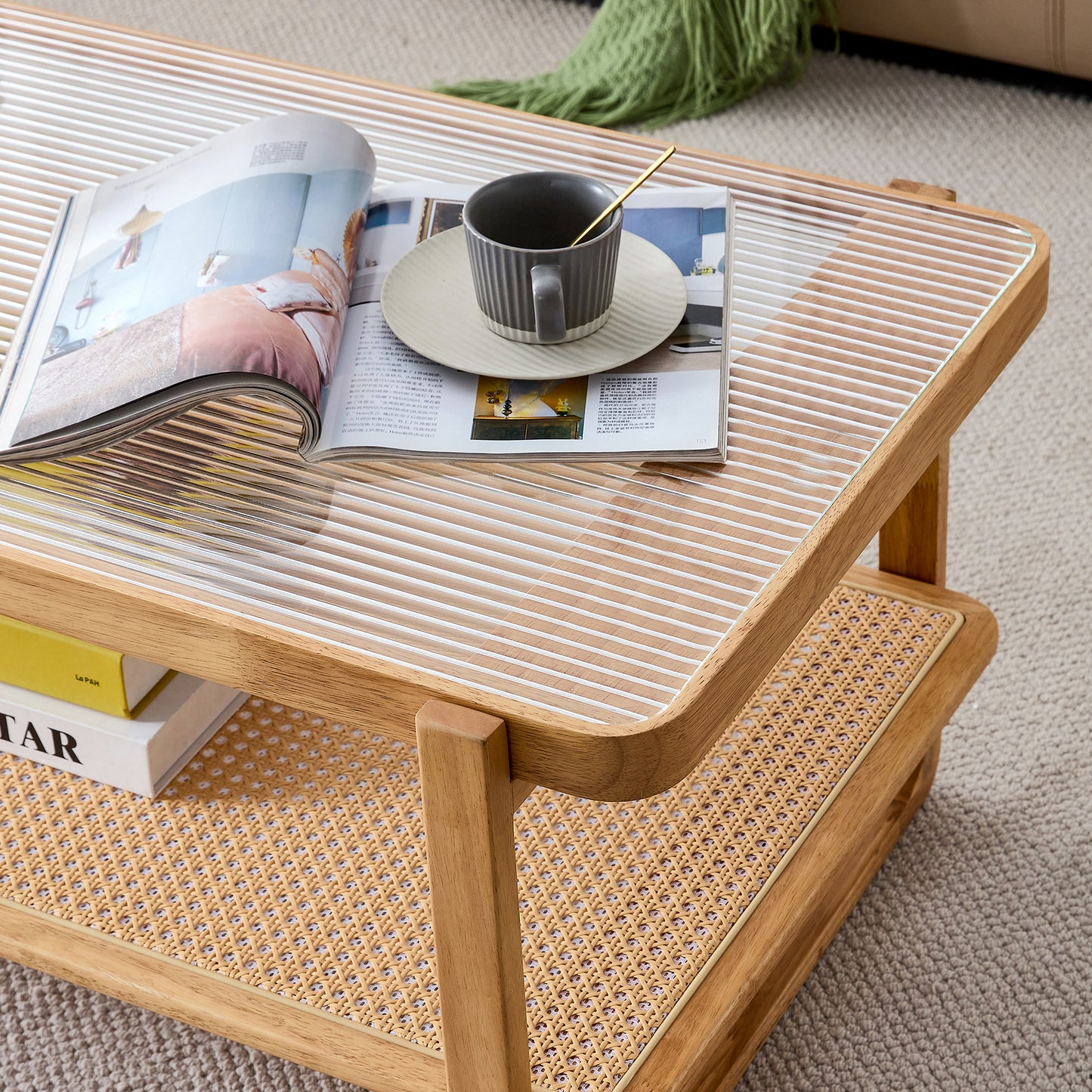 Simply Modern Rectangle Wood Glass Coffee Table