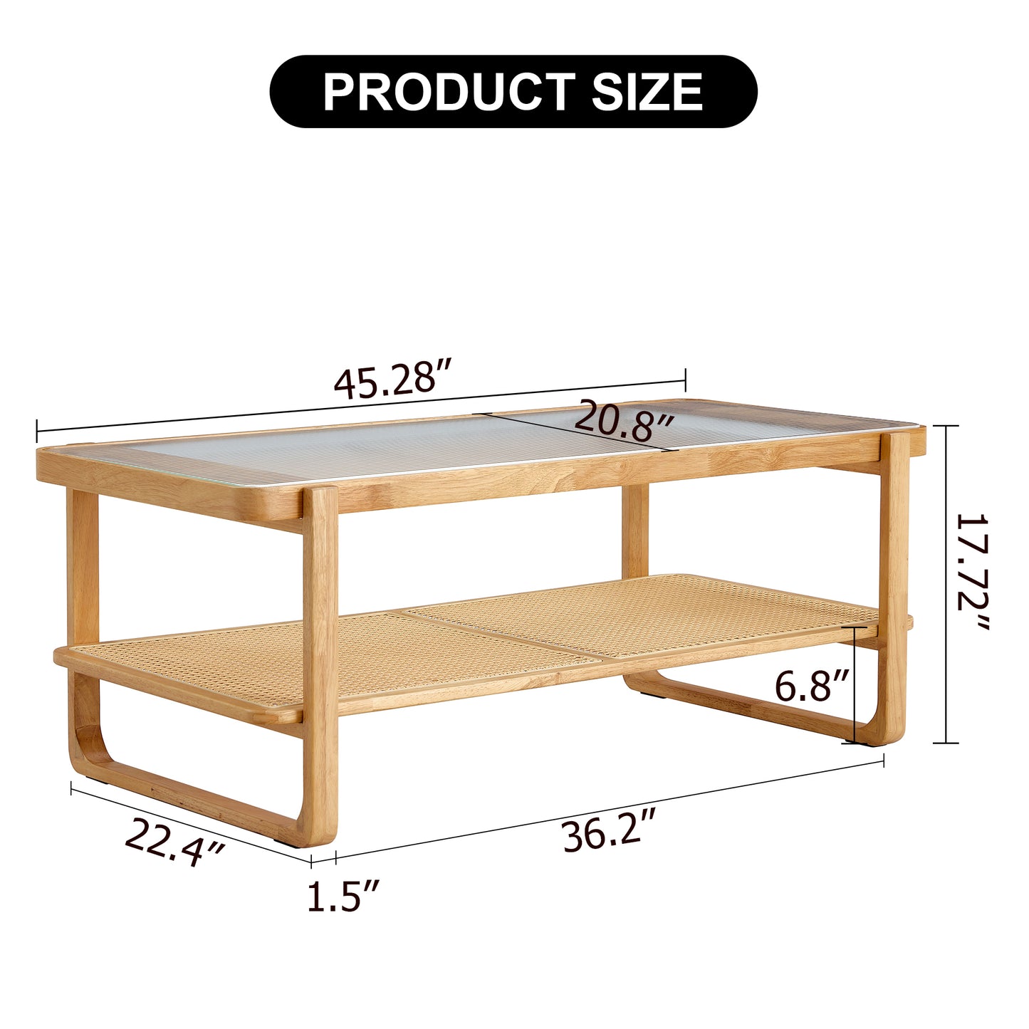 Simply Modern Rectangle Wood Glass Coffee Table