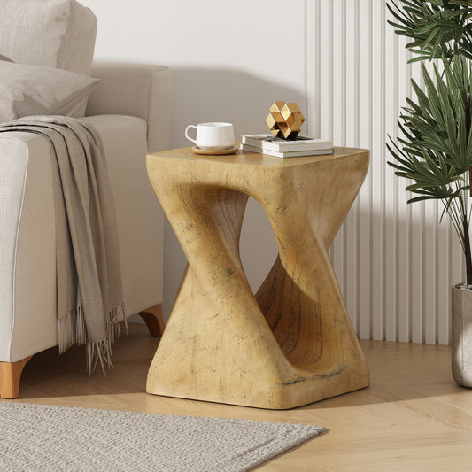 Simply Twist Shape Side Table, Wood-like texture, Natural Color