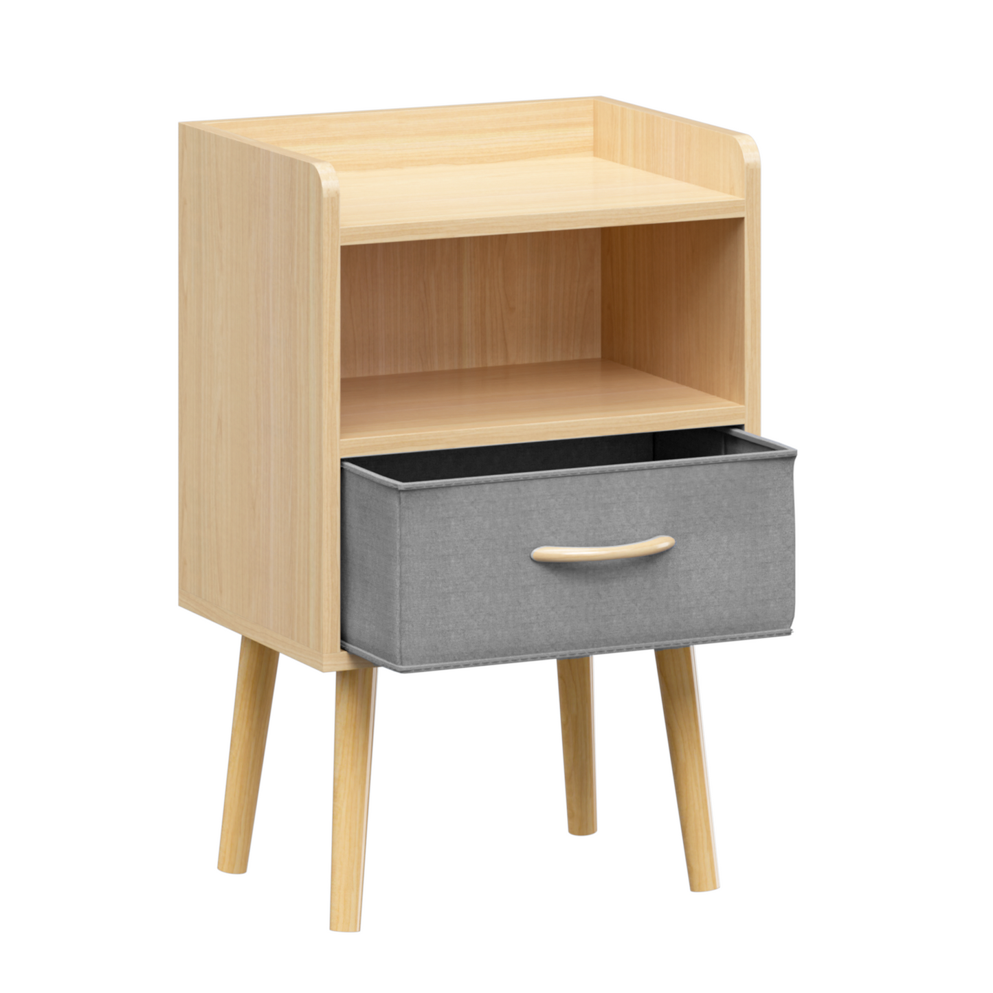 Simply End Table With Collapsible Fabric Drawer Nightstand Oak Color