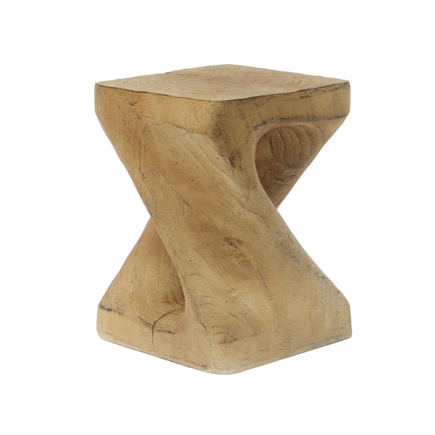 Simply Twist Shape Side Table, Wood-like texture, Natural Color