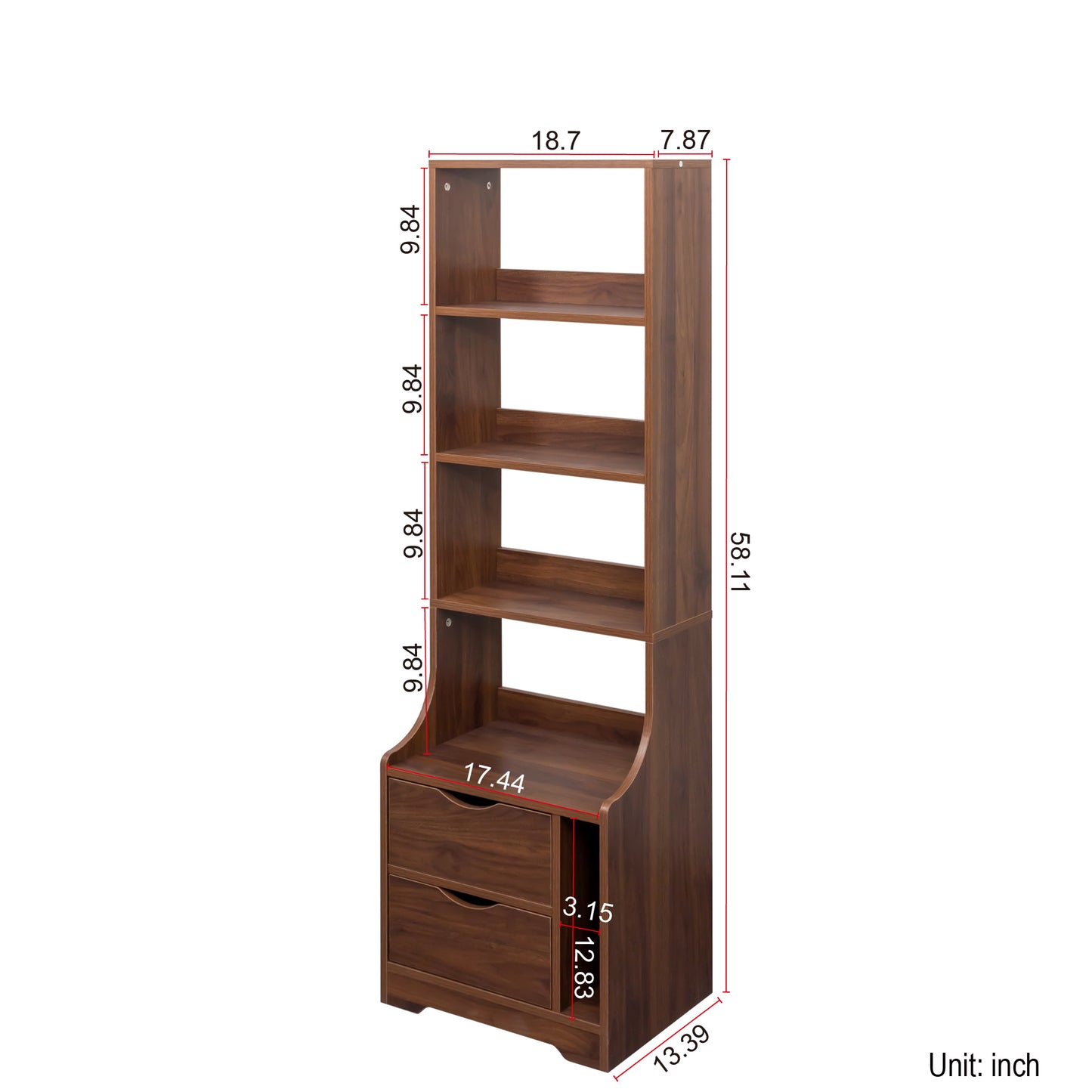 Simply Night Stand with Bookshelf