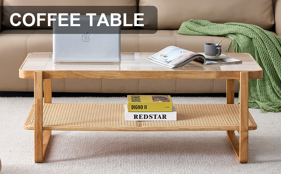 Simply Modern Rectangle Wood Glass Coffee Table