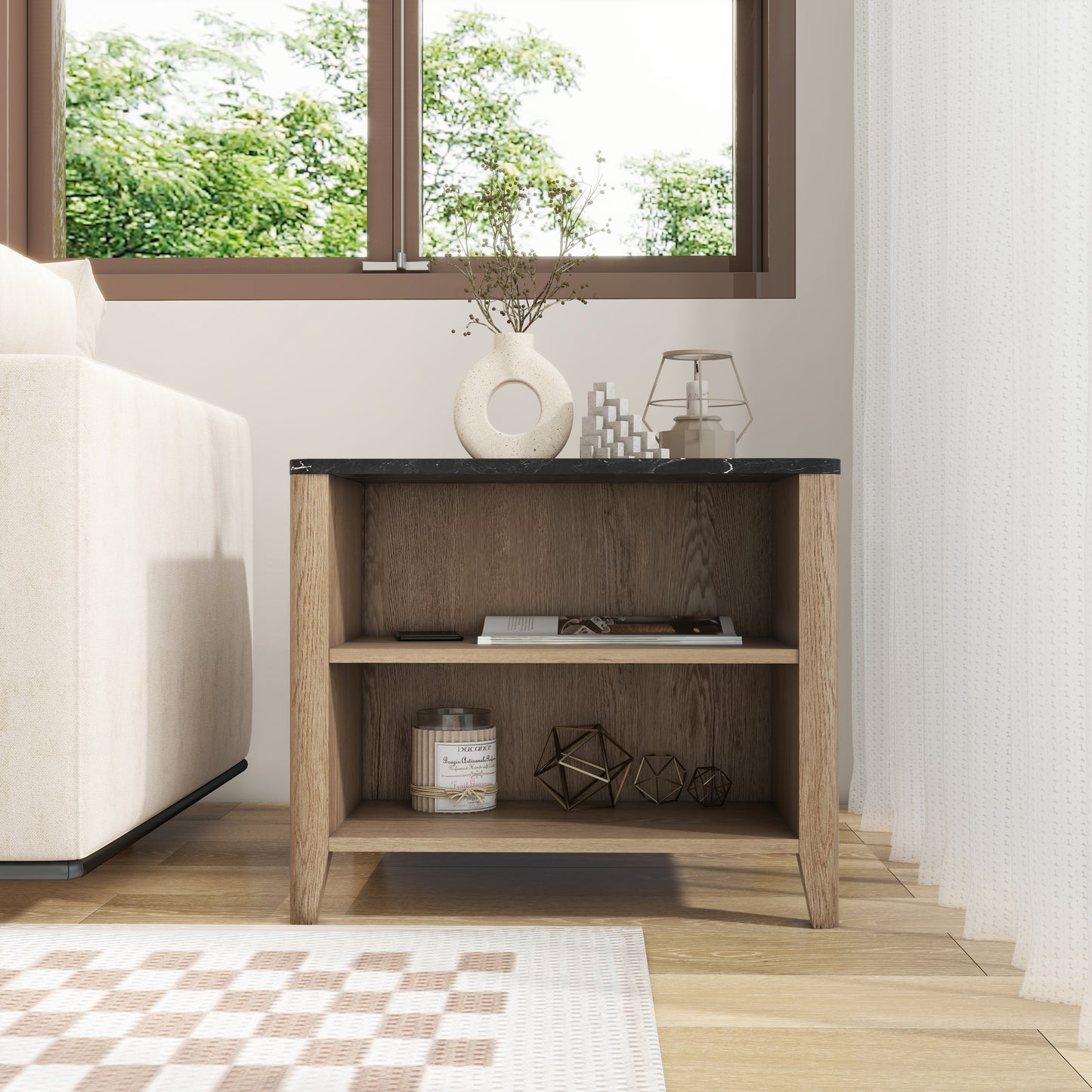 Simply Marble/Wood Grain End, Coffee Table