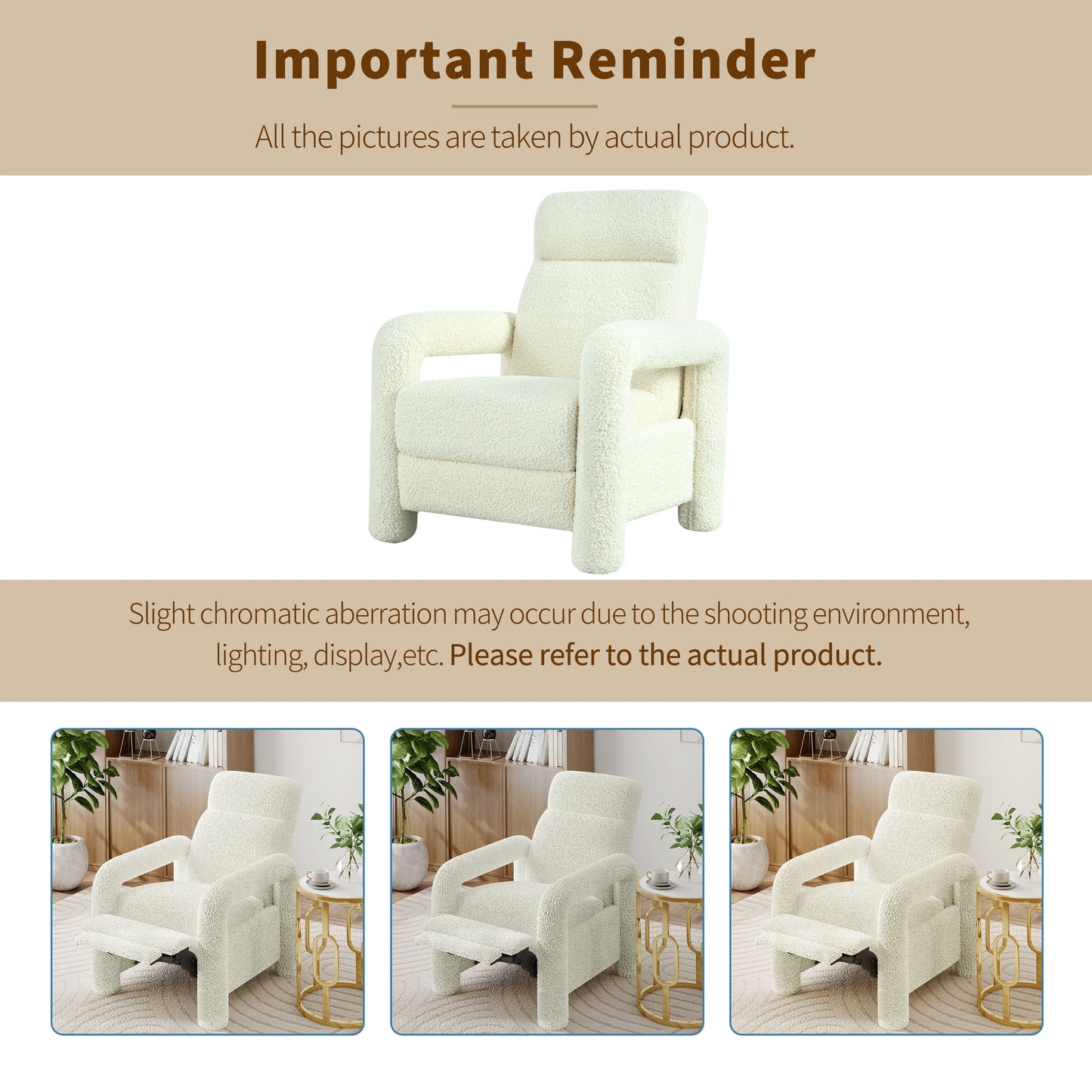 Simply Beige Push Back Recliner Armchair