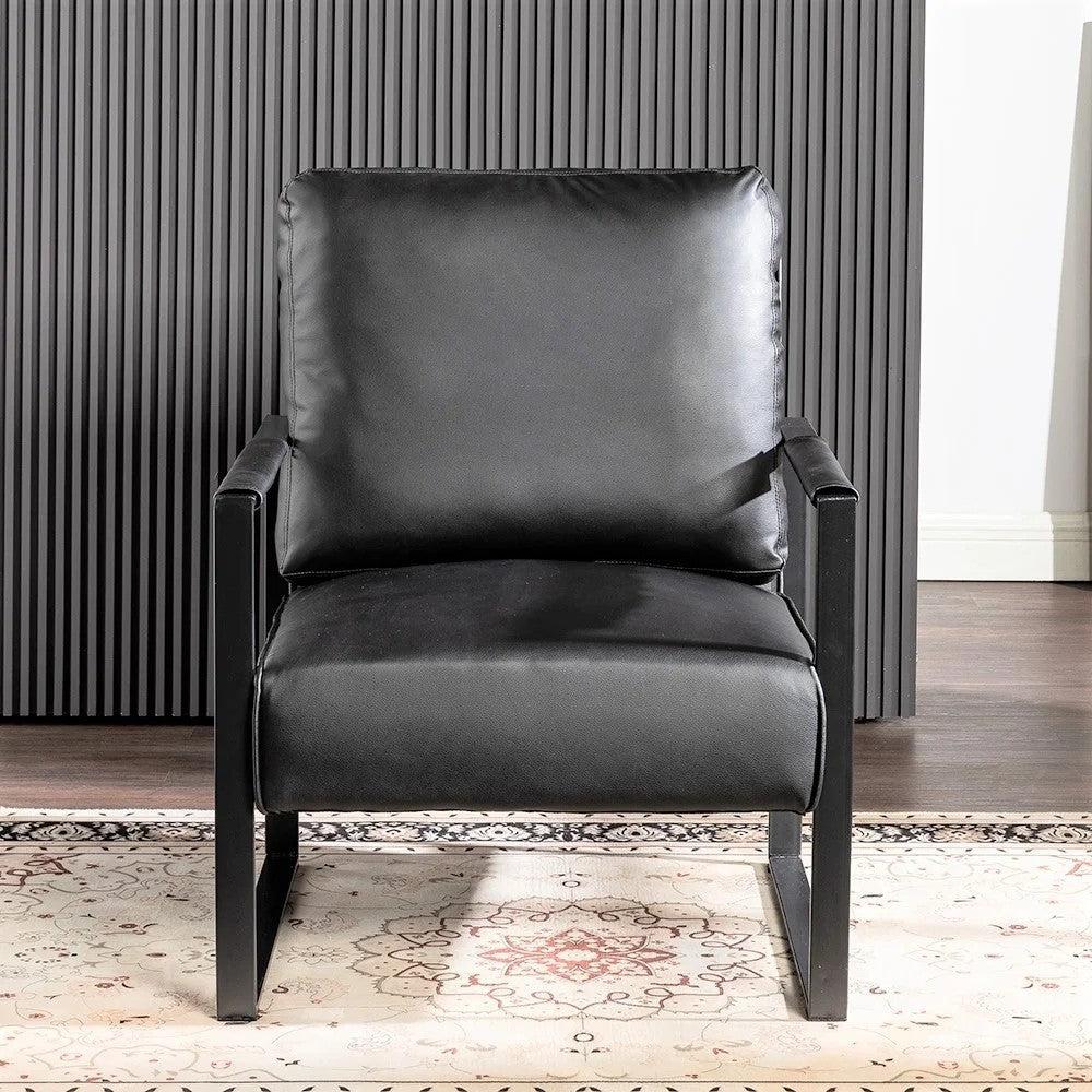 Simply Classic Mid Century Modern Accent Chair with Durable Square Metal Frame