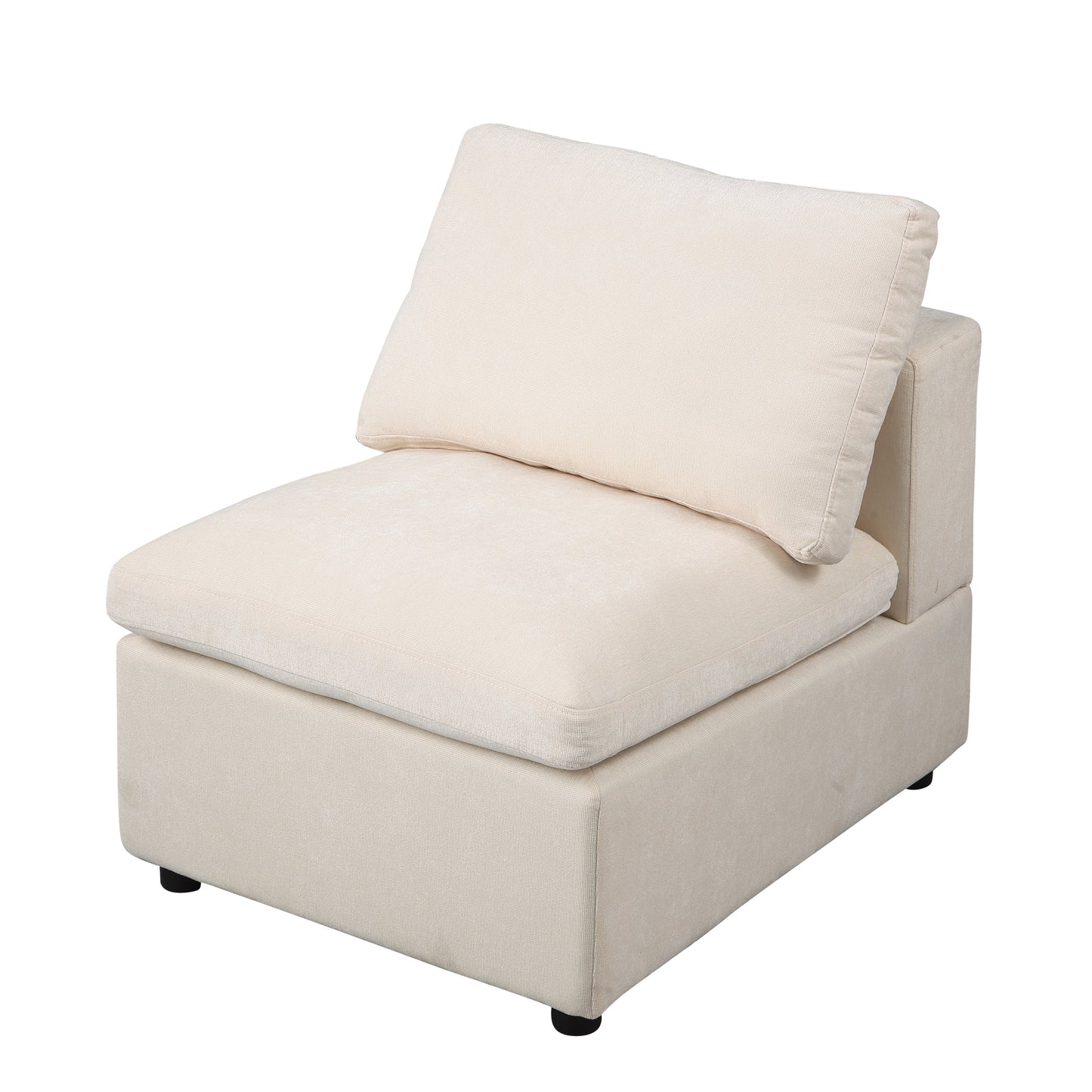 Simply Modern Upholstered Accent Armless Chair, Chenille Beige