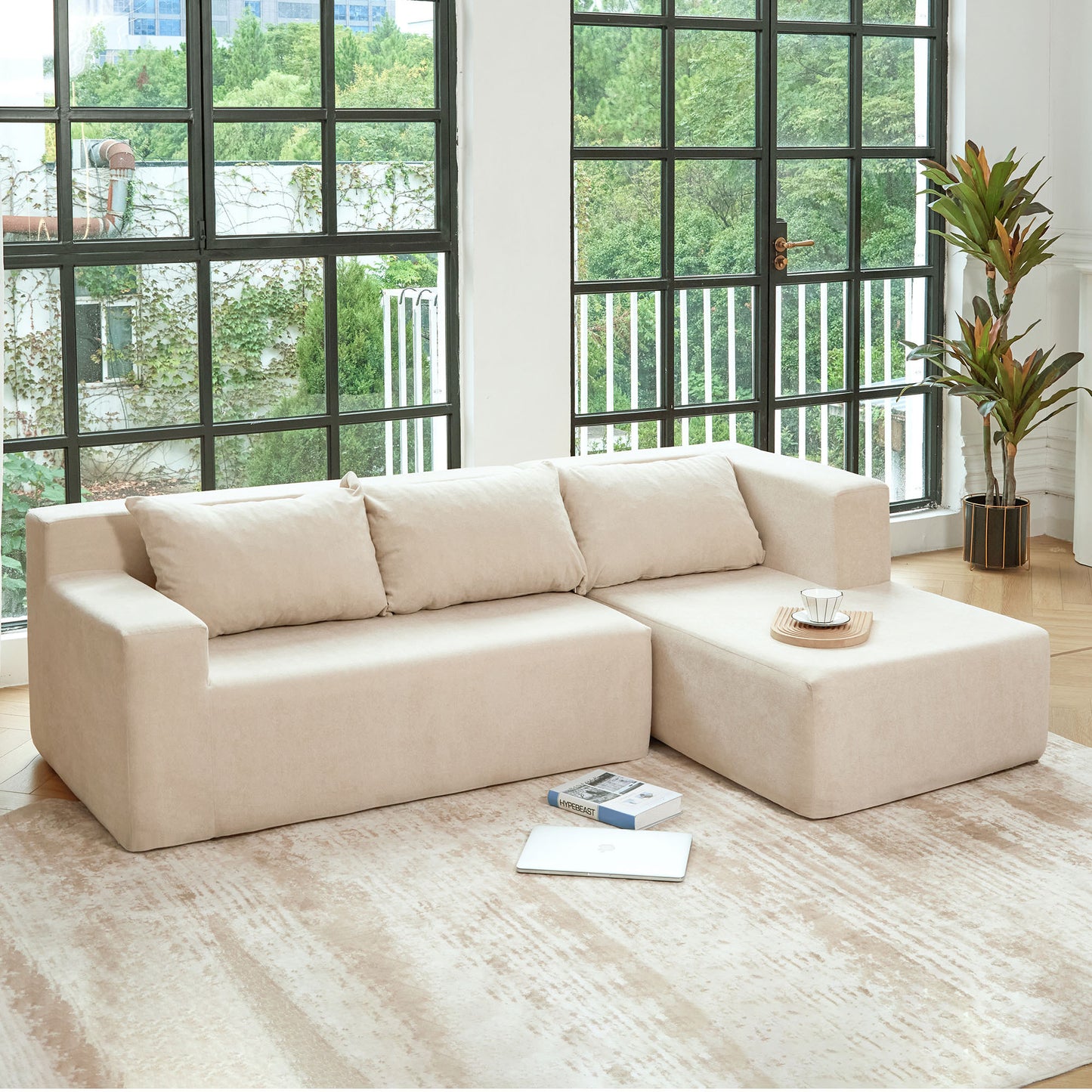 Simply Modern Modular Sectional Sofa L-Shaped Couch Minimalist