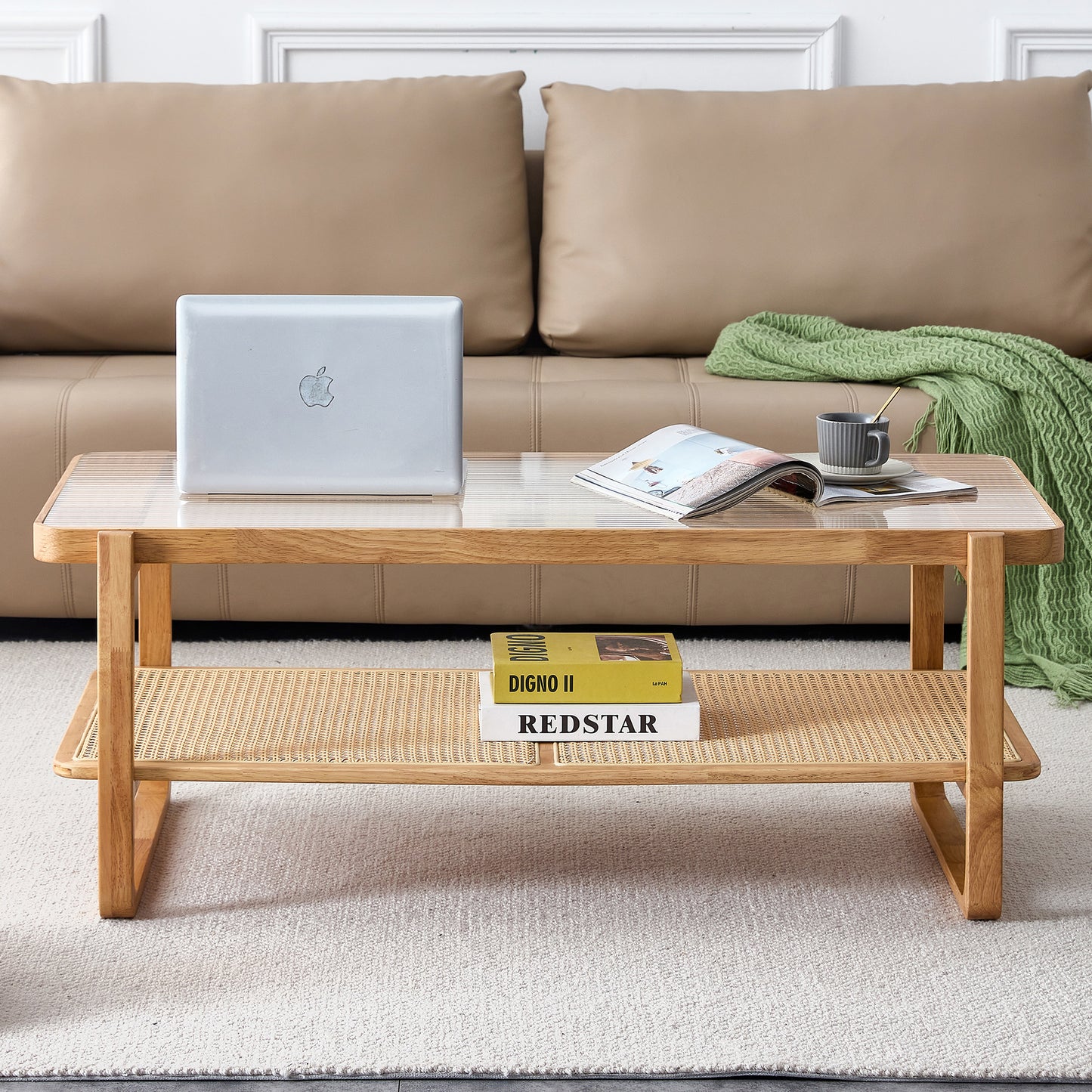 Simply Modern Rectangle Wood Glass Coffee Table