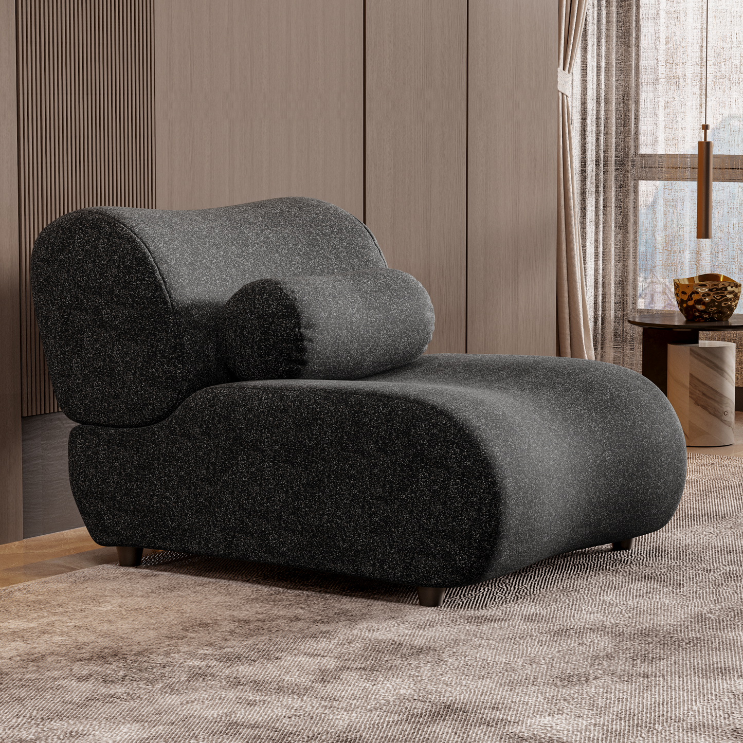 Simply Large Black Modular Sofa with Moveable Headrests