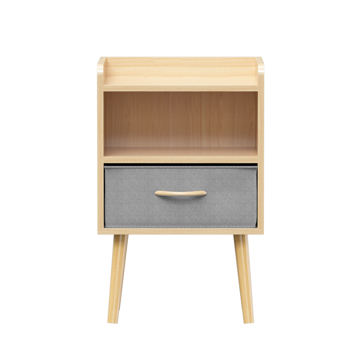 Simply End Table With Collapsible Fabric Drawer Nightstand Oak Color