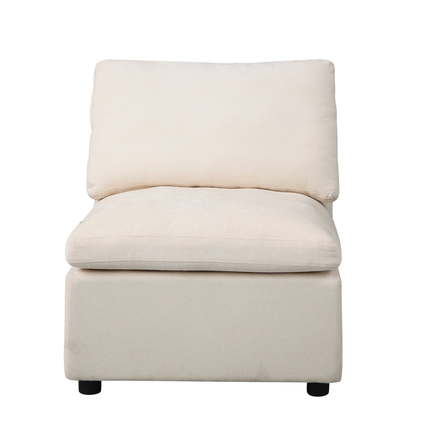 Simply Modern Upholstered Accent Armless Chair, Chenille Beige