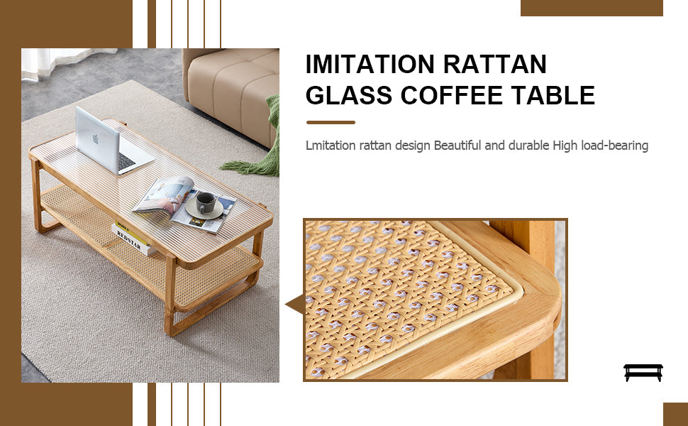 Simply Modern Rectangle Wood Glass Coffee Table