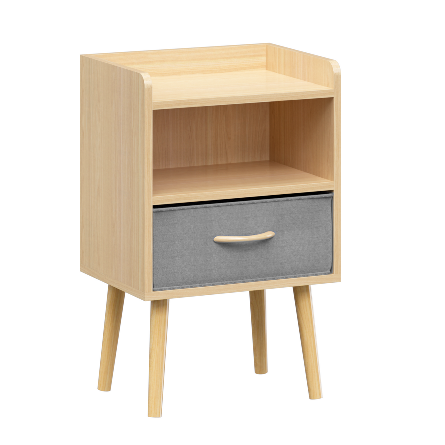 Simply End Table With Collapsible Fabric Drawer Nightstand Oak Color