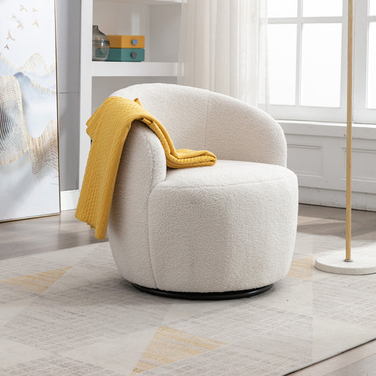 Simply Fabric Swivel Accent Barrel Chair, Ivory