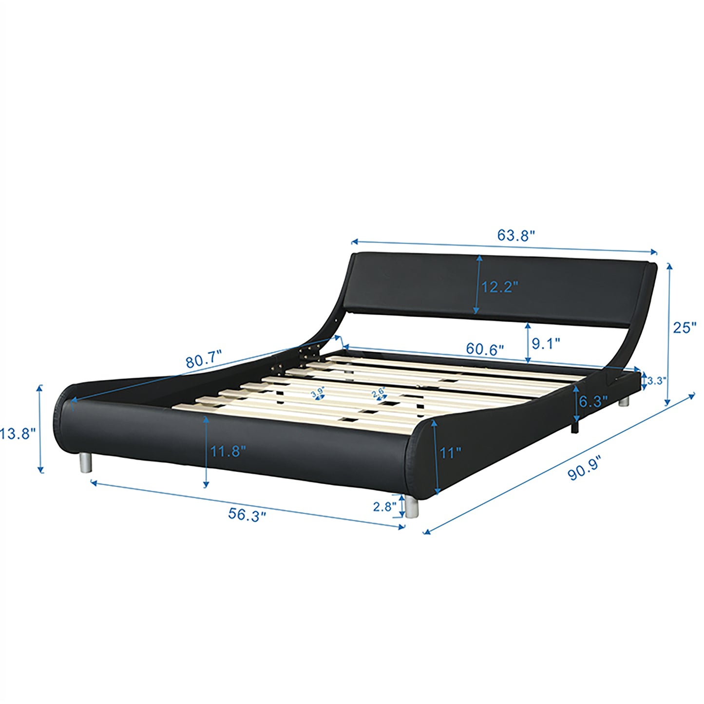 Simply Faux Leather Upholstered Platform Bed Frame LED lighting