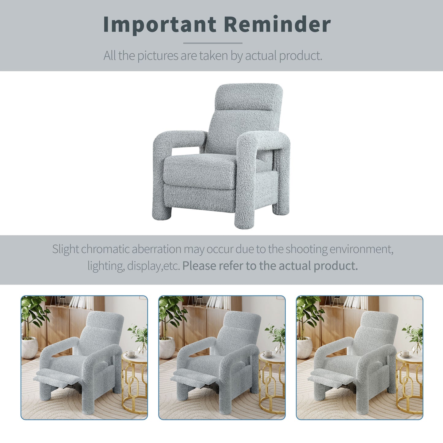 Simply Light Grey Push Back Recliner Armchair