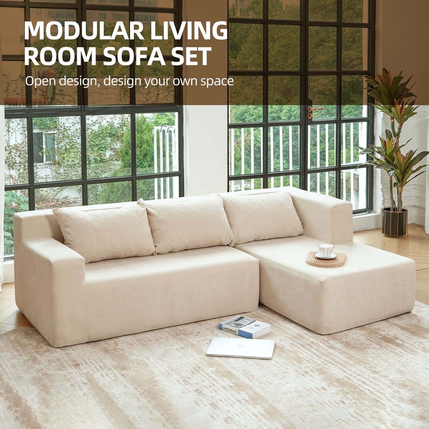 Simply Modern Modular Sectional Sofa L-Shaped Couch Minimalist