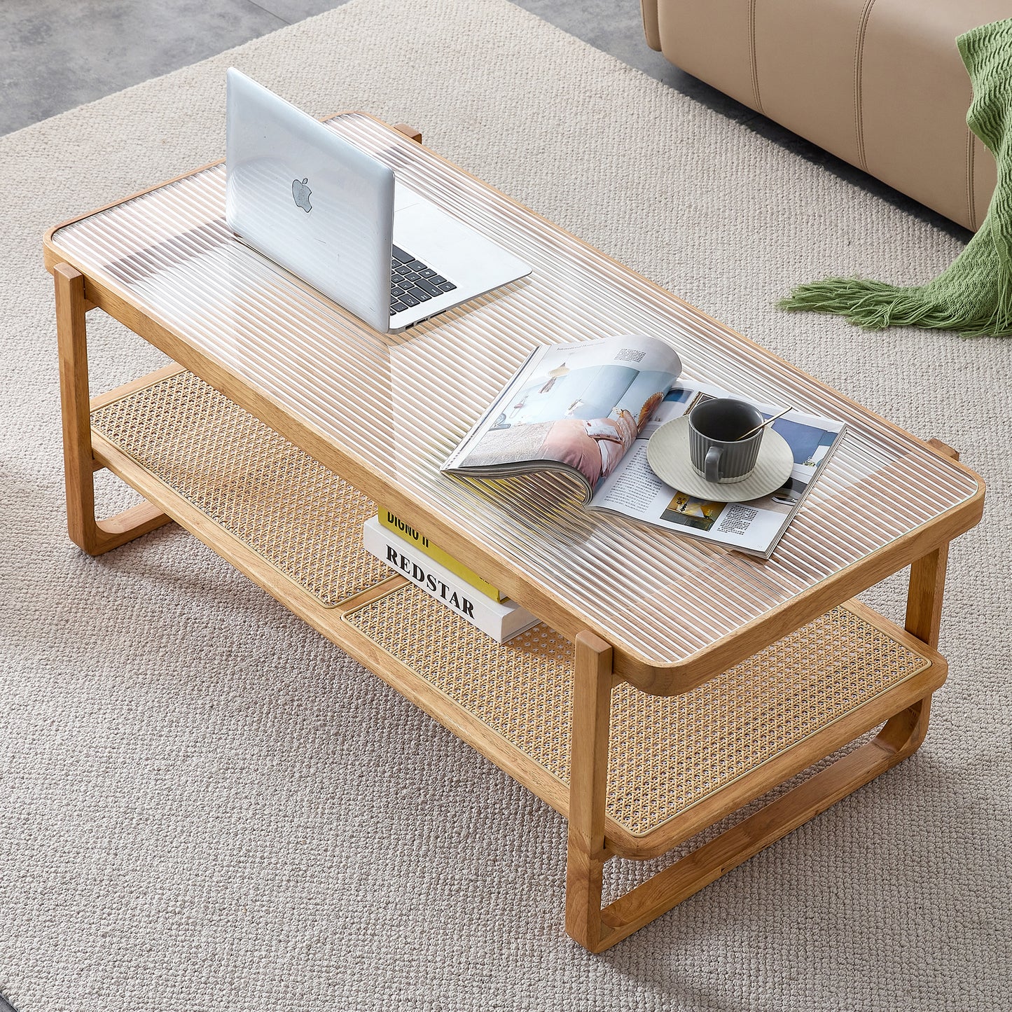 Simply Modern Rectangle Wood Glass Coffee Table