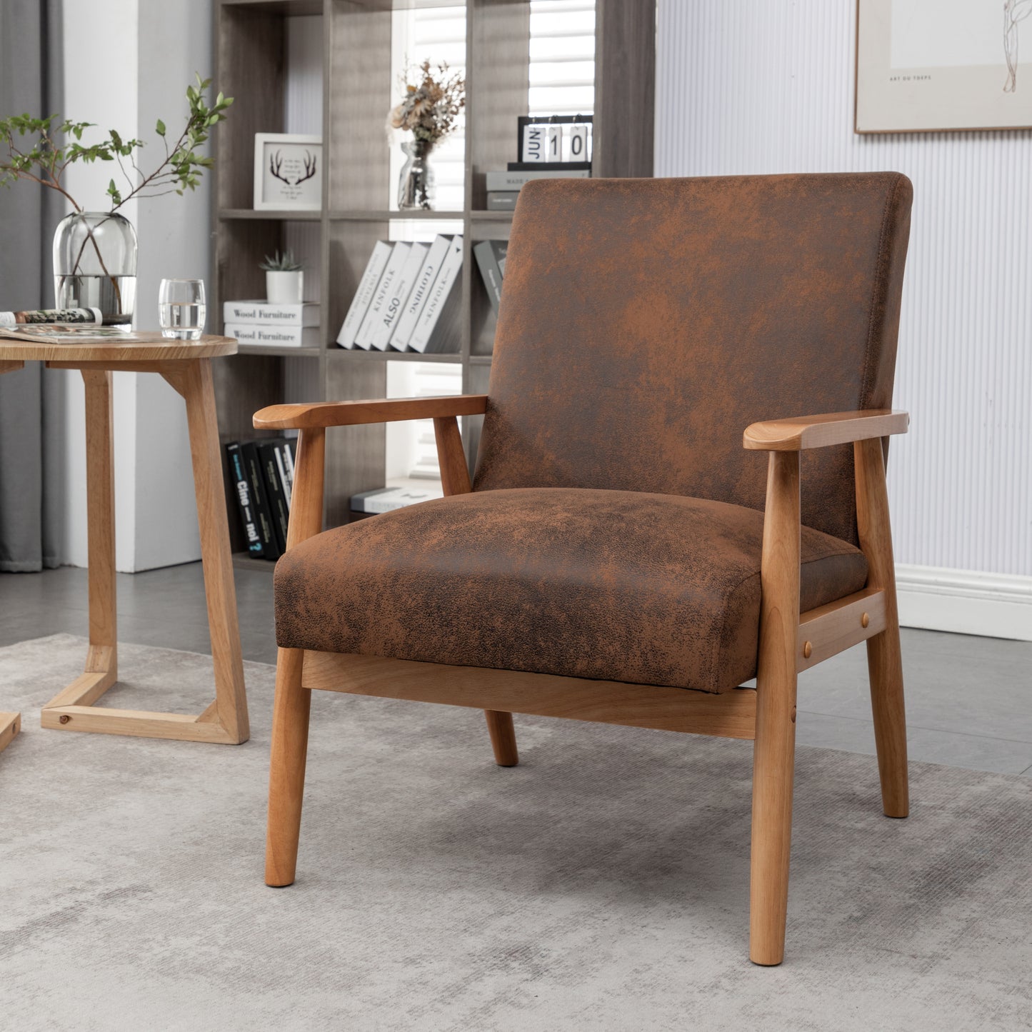 Simply Classic Mid-Century Modern Arm Chair, Light Brown