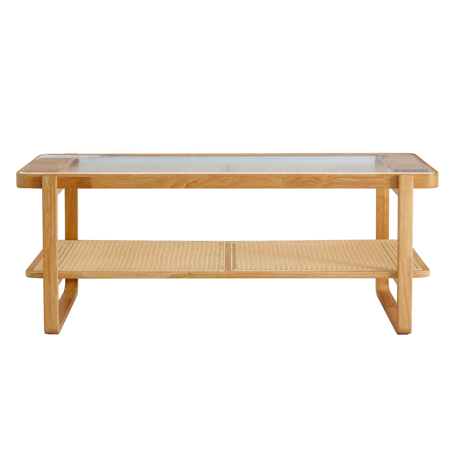 Simply Modern Rectangle Wood Glass Coffee Table