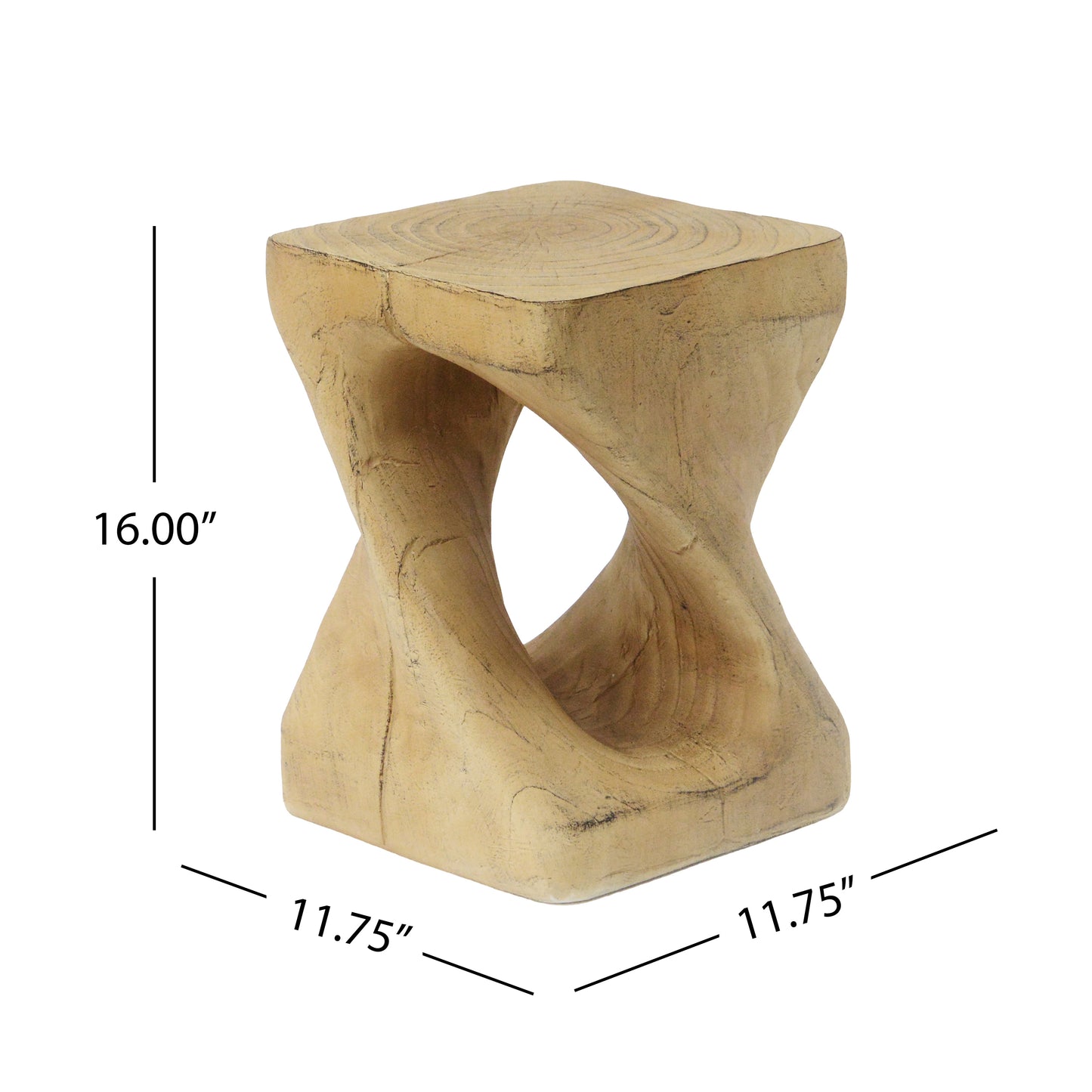 Simply Twist Shape Side Table, Wood-like texture, Natural Color